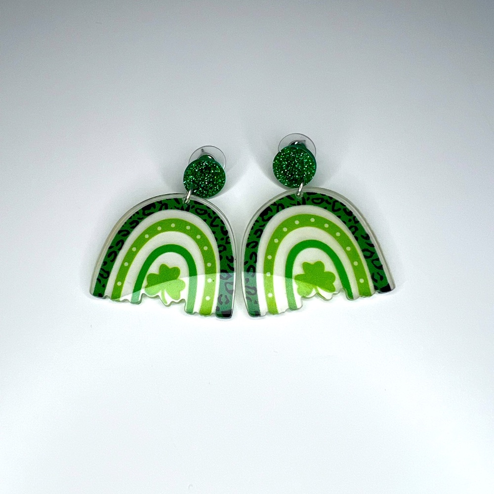 Green Rainbow Earrings